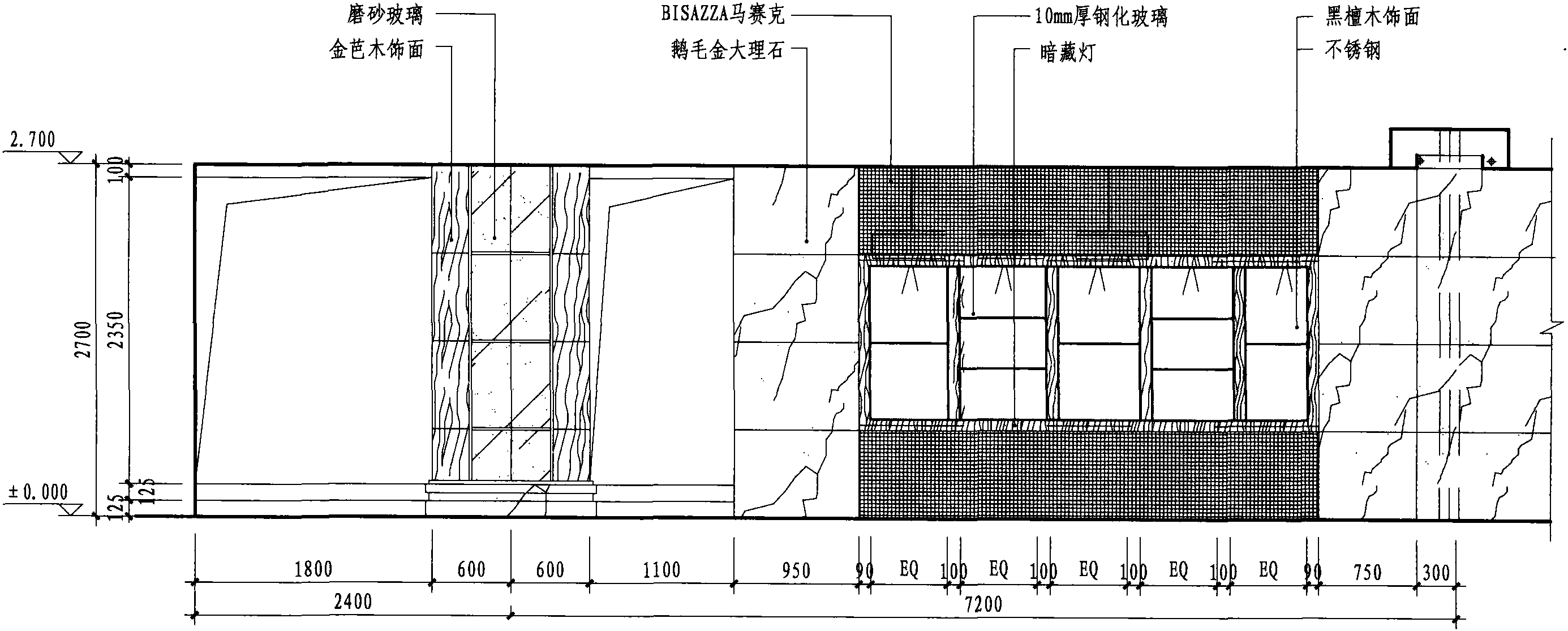 二層自助餐廳B立面圖 1:50